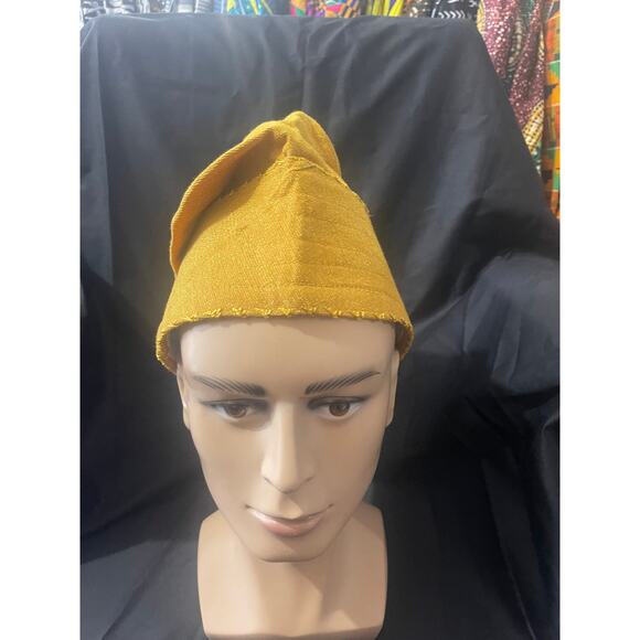 Aso-oke gold Men's Hat, African Men's Wedding Hat, Men's all Parties Hat kufi - Picture 2 of 5